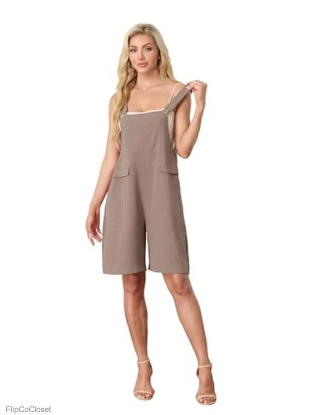 Sleeveless Loose Romper 100% Polyester Jumpsuit with Pockets Summer Casual
